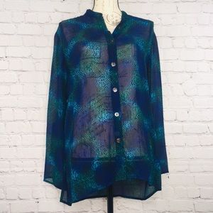 Chicos Design Blue Green Blouse dress shirt size 0